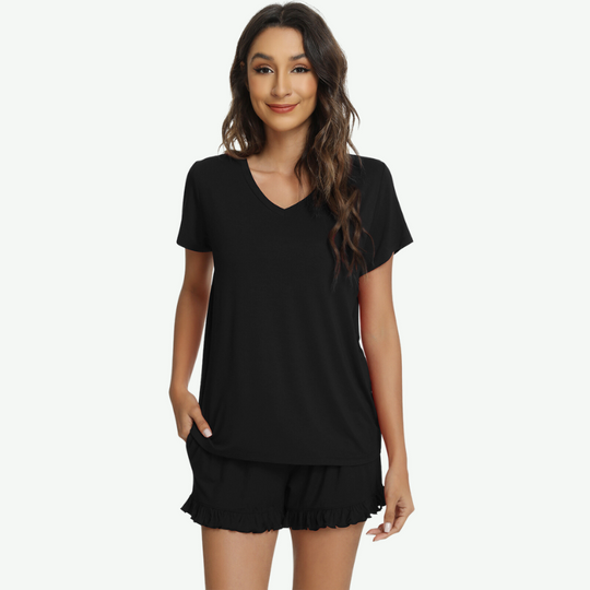 Short Sleeve Top and Ruffle Shorts Bulk-21381025