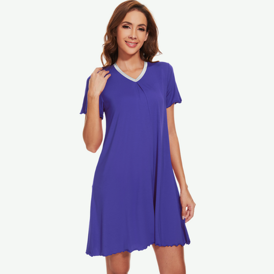 Bamboo Short Sleeve Sleepwear V Neck Bulk-G3713007