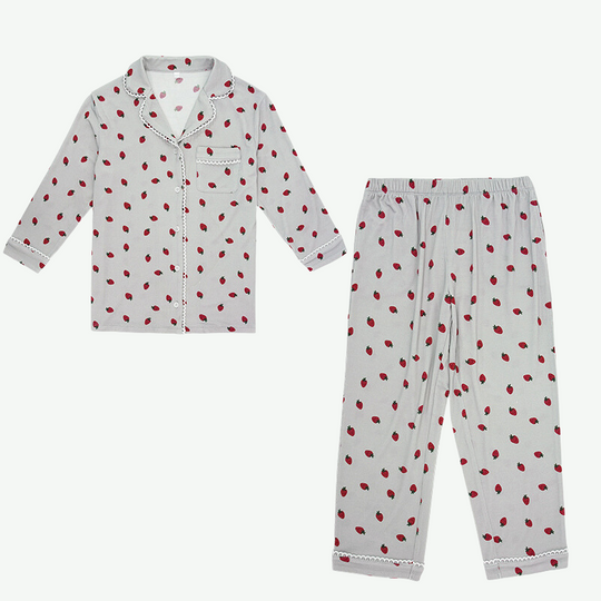 Kids Printed Piping Long Pajama Set in Bulk-2315580067