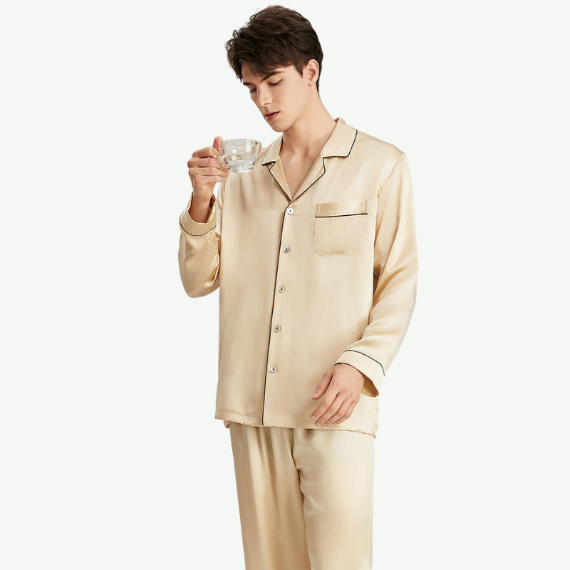 Sourcing Mens Luxury Pure Silk Pajama Set-2315580191