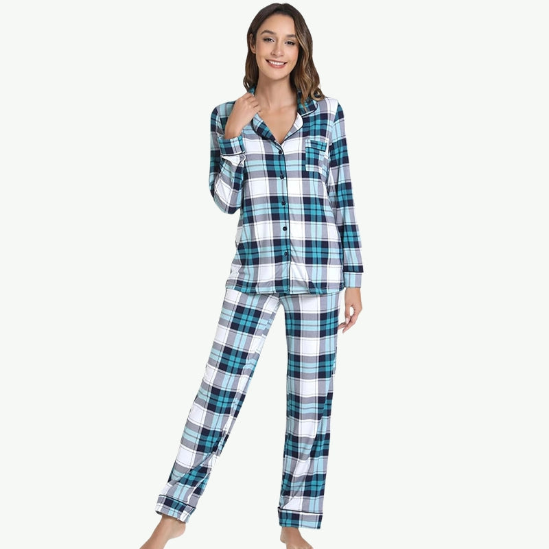 Private Label Women's Plaid Pajama Set Wholesale Manufacturer