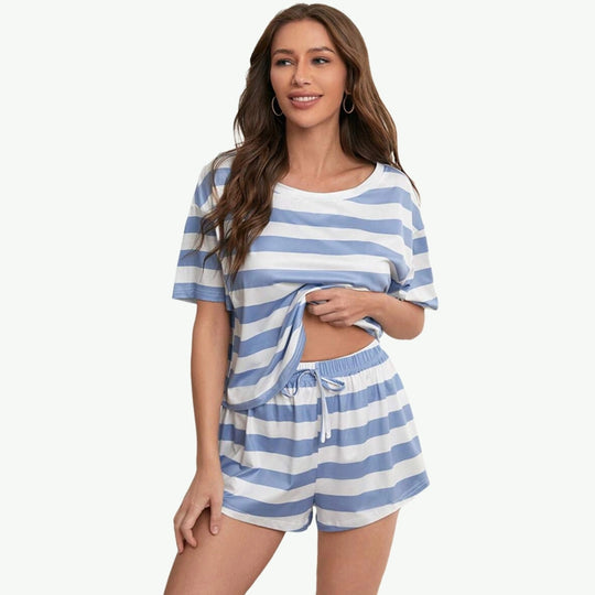 Custom Summer Striped Pajama Short Set in Bulk