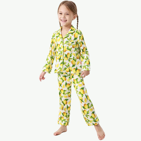 Custom Wholesale Printed Kids Girls' Two Pieces Pajama Set