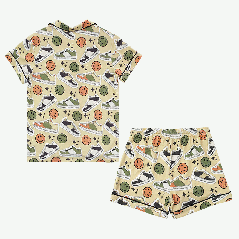 Custom Printed Kids Summer Piping Pj Set-2315500079