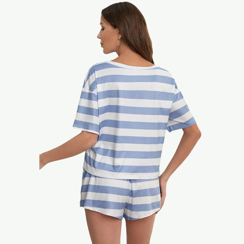 Custom Summer Striped Pajama Short Set in Bulk