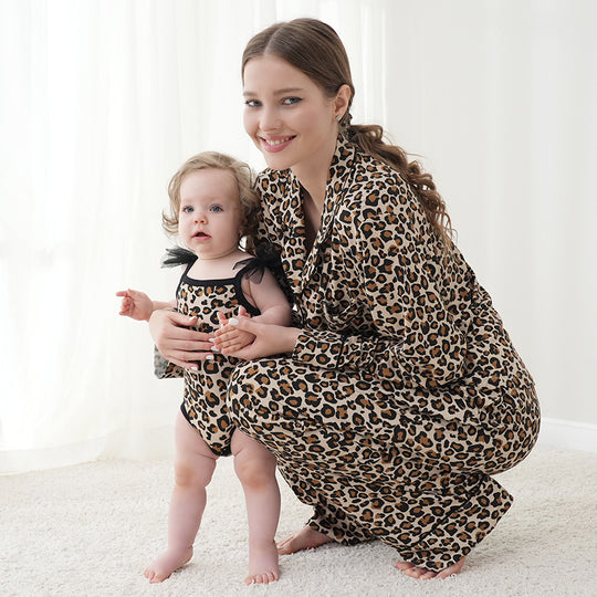 Wholesale Custom Leopard Print Parent-Child Matching Pajamas Manufacturer