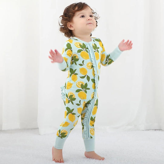 Custom Fruit Pattern Zipper Baby Romper Manufacturer