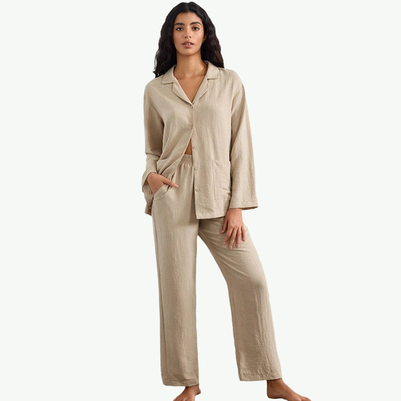 Solid Womens Linen Pyjamas Set Wholesale Supplier