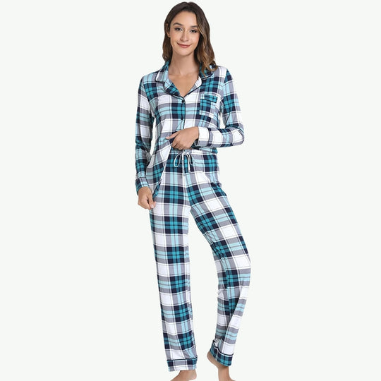 Private Label Women's Plaid Pajama Set Wholesale Manufacturer