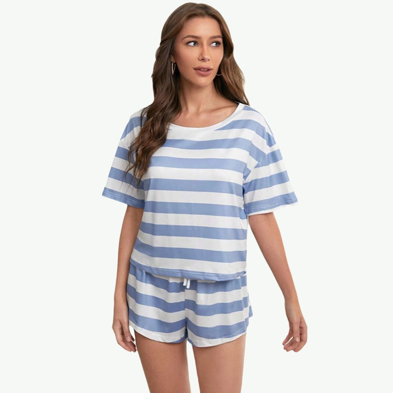 Custom Summer Striped Pajama Short Set in Bulk