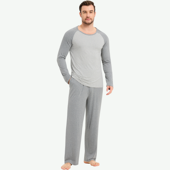 Wolesale Men Soft Bamboo Long Pajama Set-G3720015