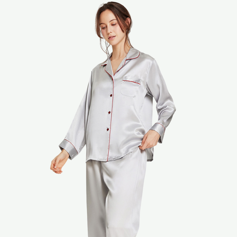 Bulk Womens Pure Silk Pajama Set-2315580189