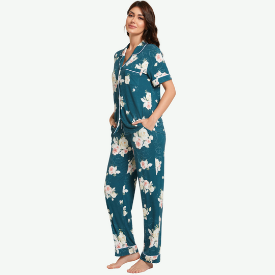 Ladies Floral Printed Knitted Pjs in Bulk-2315500052