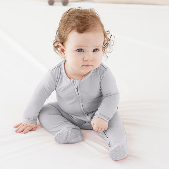 Enfants Bébé Bambou Onesie À Manches Longues Pantalon Long Solide