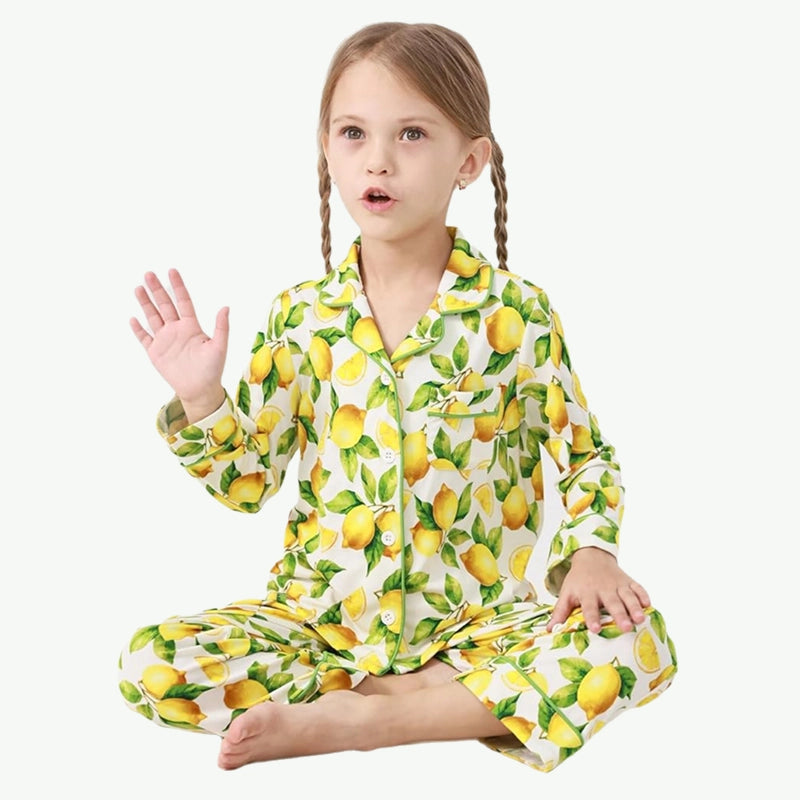 Custom Wholesale Printed Kids Girls' Two Pieces Pajama Set