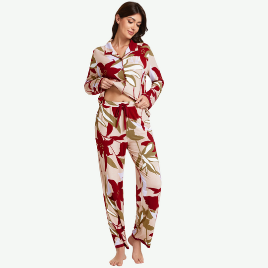 Conjunto de pijama con estampado floral para mujer al por mayor -2311740022