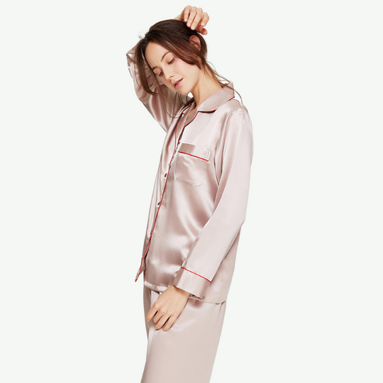 Bulk Womens Pure Silk Pajama Set-2315580189