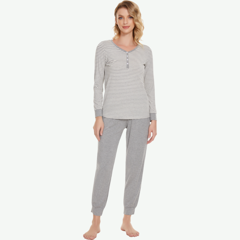 Wholesale Henley Long Pj Set Sleepwear for Women-31182007