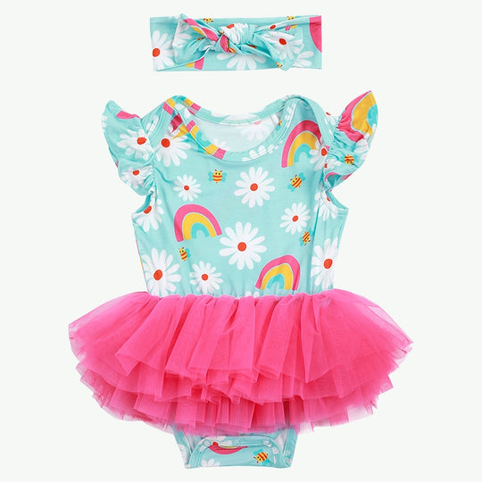 Manufacturer Bulk Baby Girl Tulle Romper Dress with Headband