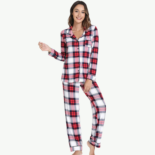 Private Label Women's Plaid Pajama Set Wholesale Manufacturer