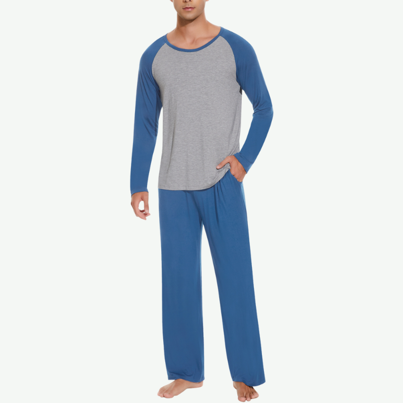 Wolesale Men Soft Bamboo Long Pajama Set-G3720015