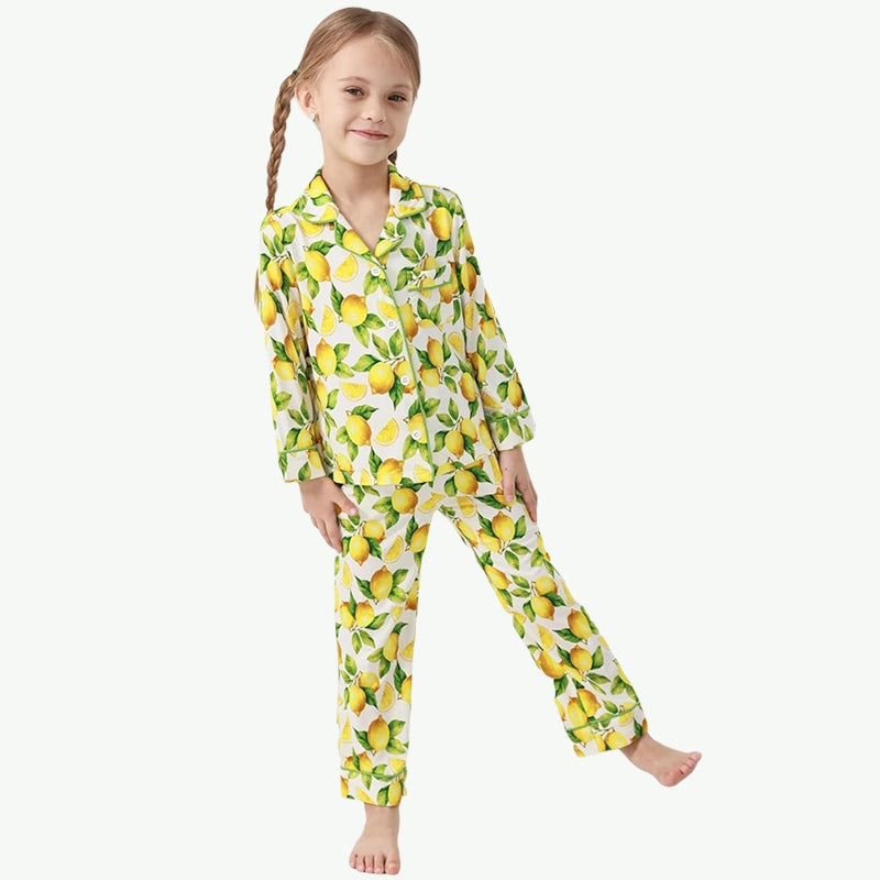 Custom Wholesale Printed Kids Girls' Two Pieces Pajama Set