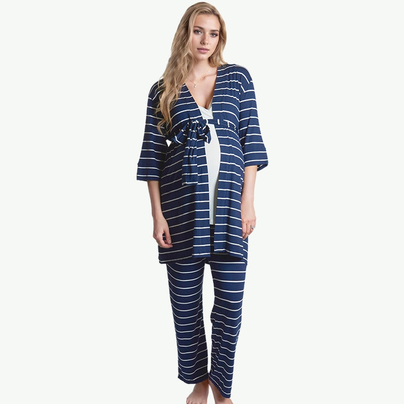 Manufacturer Wholesale Bamboo Striped Maternity/Nursing Set