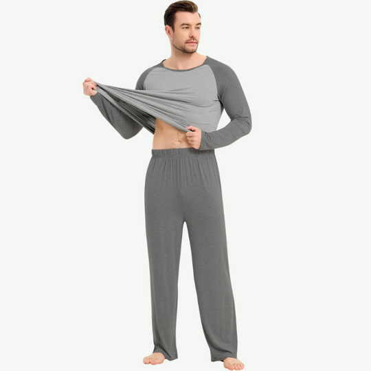 Wolesale Men Soft Bamboo Long Pajama Set-G3720015