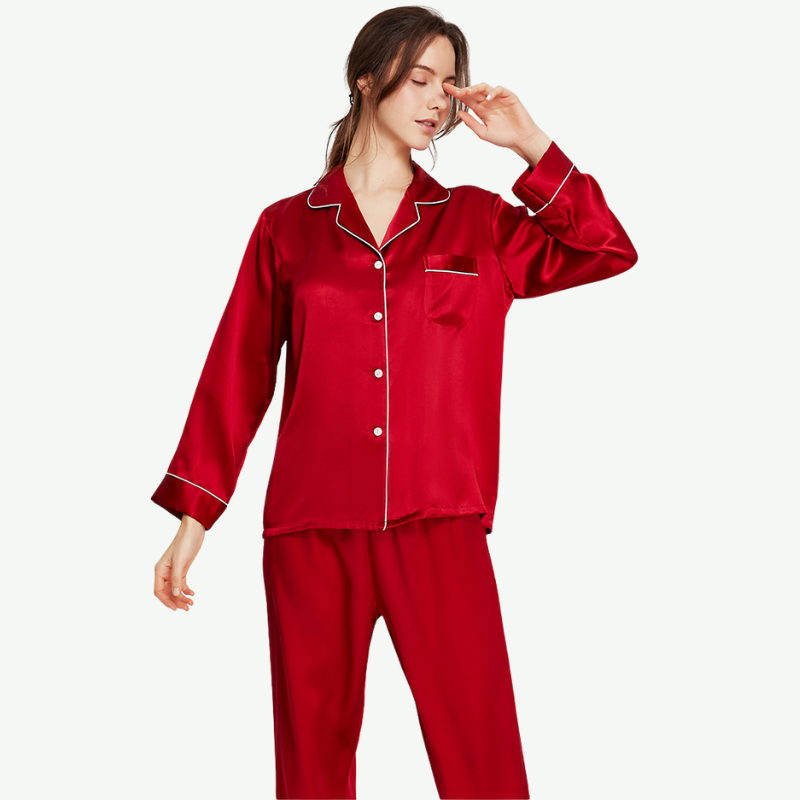 Bulk Womens Pure Silk Pajama Set-2315580189