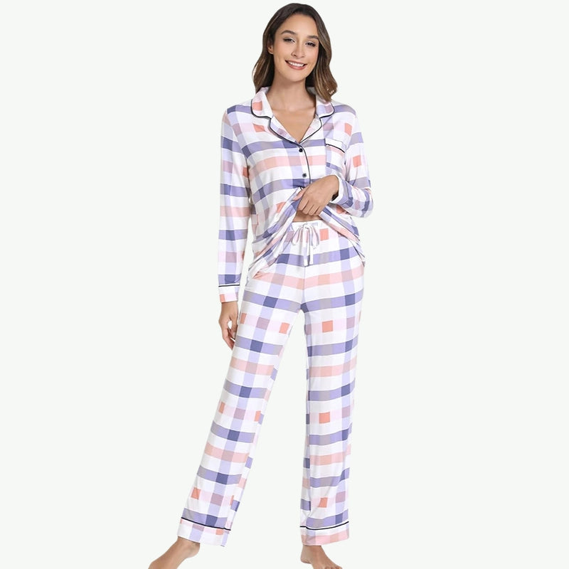 Private Label Women's Plaid Pajama Set Wholesale Manufacturer