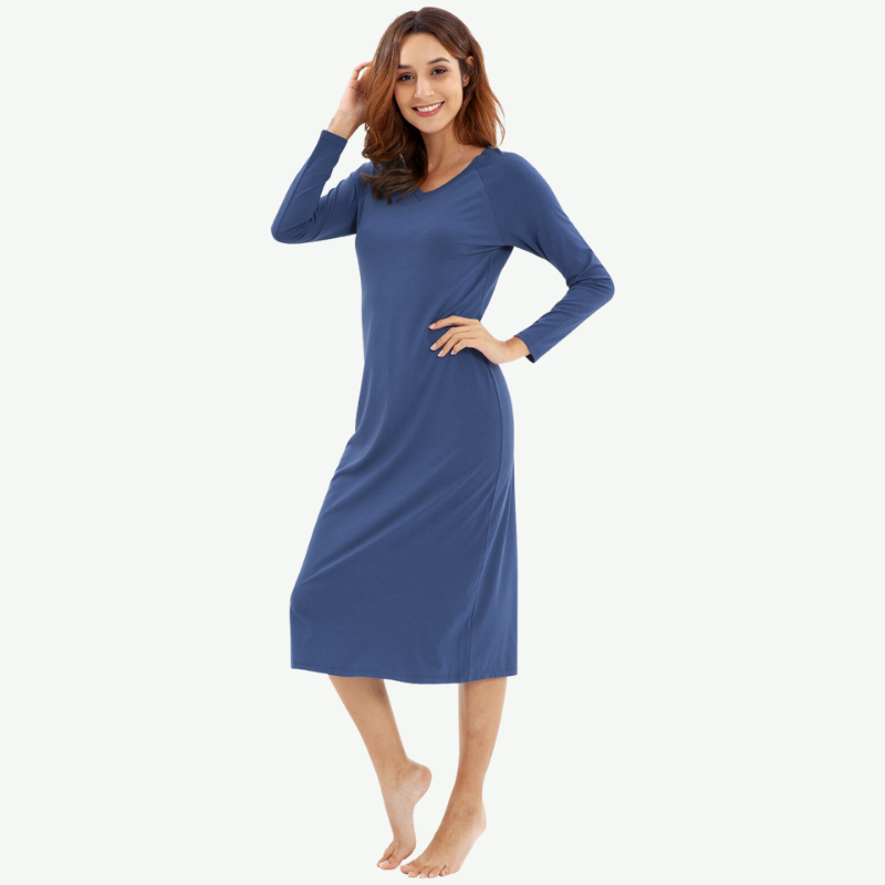 Soft Long Sleeve Nightshirts Sleepwear Bulk-180322042