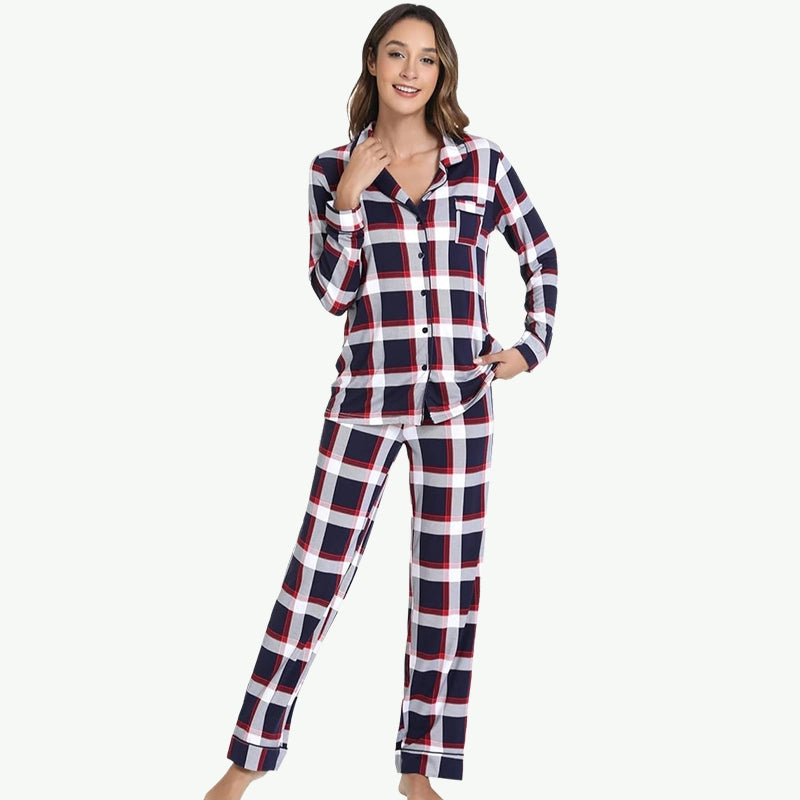 Private Label Women's Plaid Pajama Set Wholesale Manufacturer