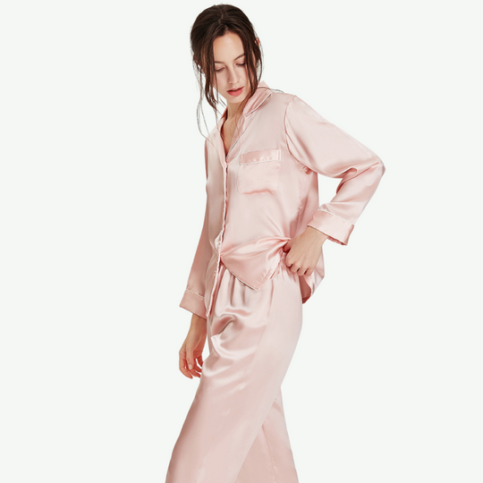 Bulk Womens Pure Silk Pajama Set-2315580189