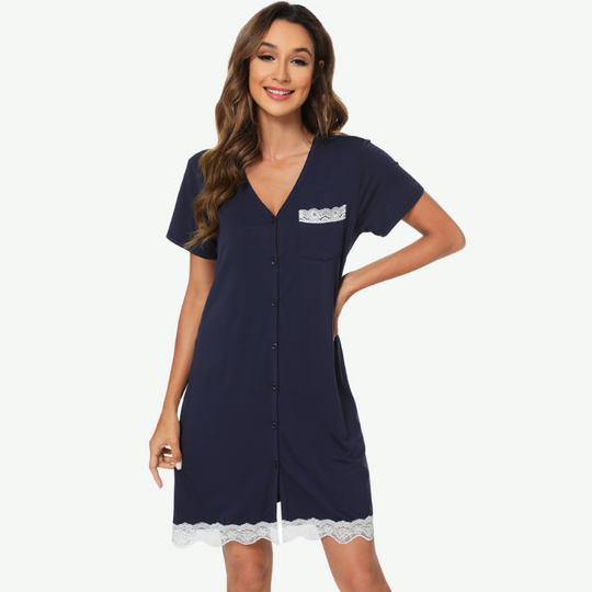 Bamboo Womens Button Down Nightgowns Bulk-21381008