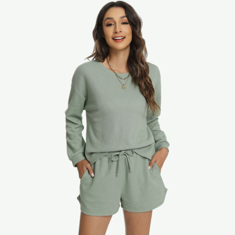 Wholesale Women Waffle Loungewear-21381009