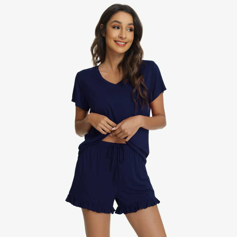 Short Sleeve Top and Ruffle Shorts Bulk-21381025