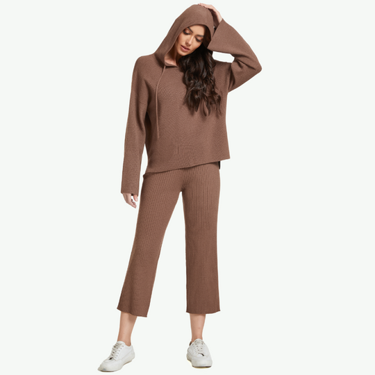 Wholesale Women Hoodie Ribbed Lounge Set-2315500050