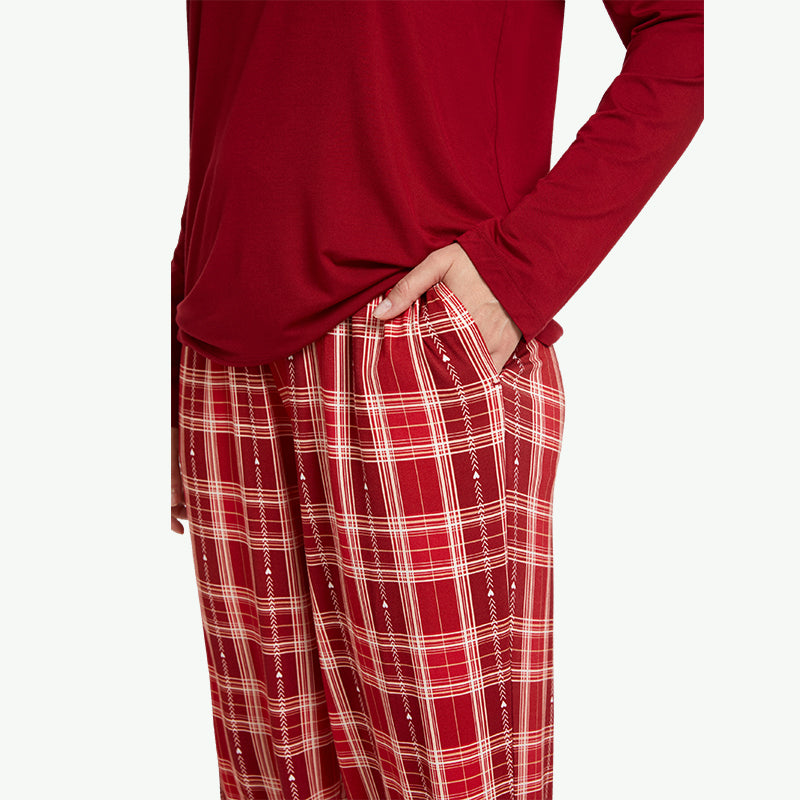 Factory Wholesale Women Plaid Pajama Set -2211740032