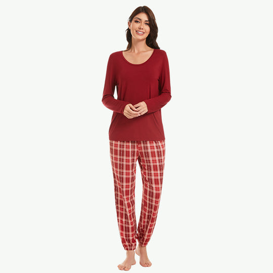 Factory Wholesale Women Plaid Pajama Set -2211740032