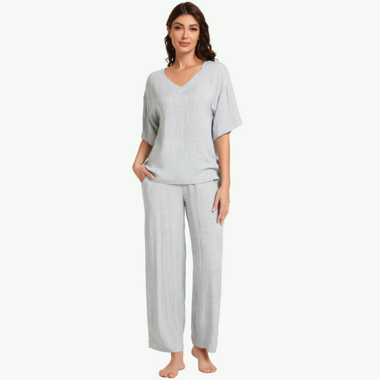 Bulk Women Bamboo Cotton Pajama Set-2313810107