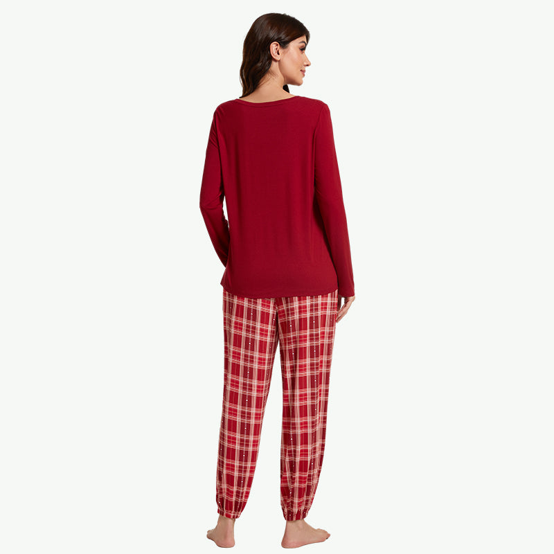 Wholesale Women Plaid Pajama Set-2211740032